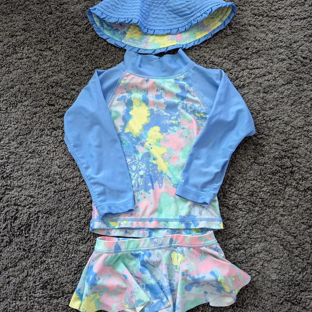 Blue and Yellow Rashguard Swim Top